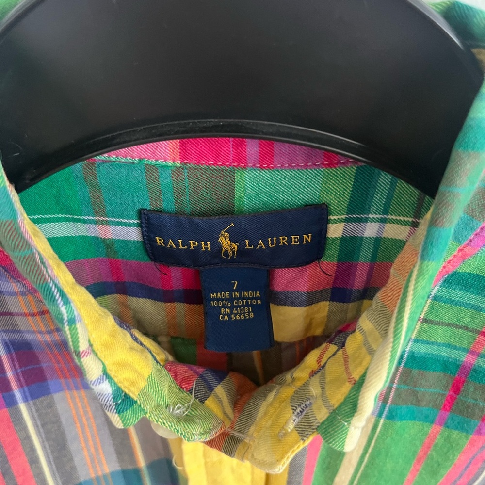 Ralph Lauren Blue and Green Casual Button Down Shirt